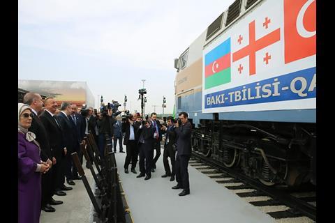 The presidents of Turkey and Azerbaijan and the prime ministers of Georgia, Kazakhstan and Uzbekistan attended a ceremony in Baku to inaugurate the Baku – Tbilisi – Kars railway.